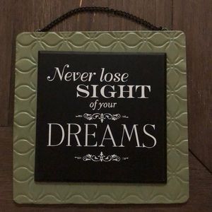 9 inch by 9 inch metallic green black sign